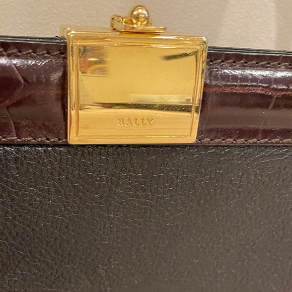 Bally Bags Vintage Bally Bag Black Pebble Leather Brown Pressed